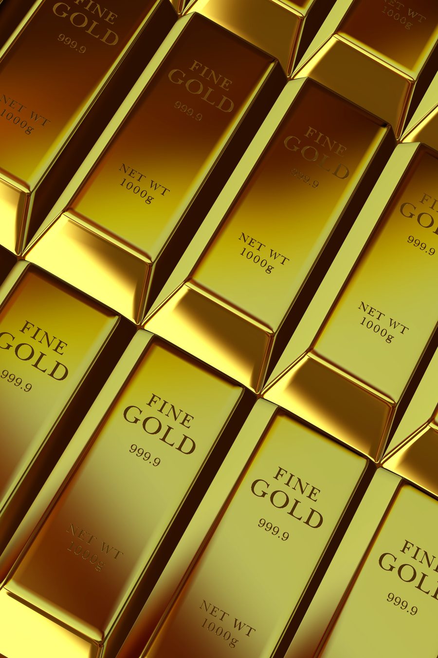 Stacked fine gold bars
